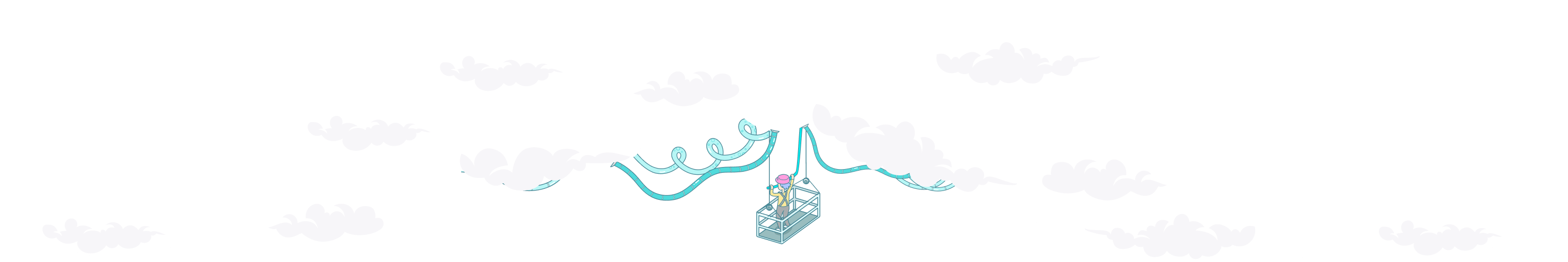 Decorative illustrated divider with clouds